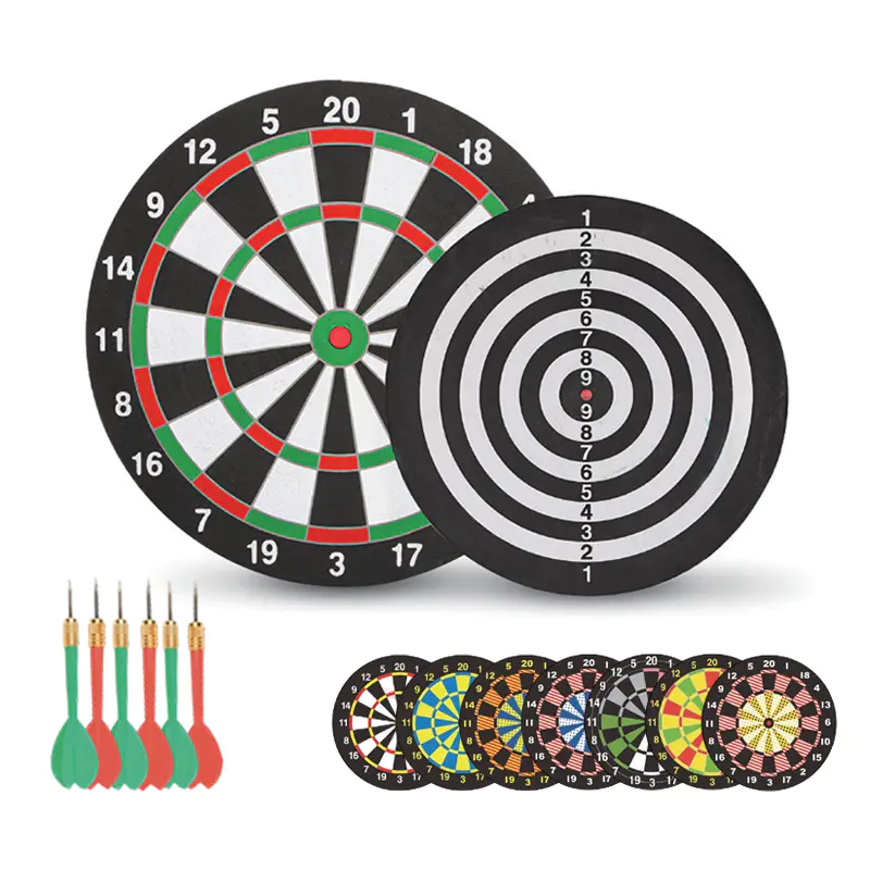 Double-Sided Paper Dartboard Set with 6 Darts for Family Fun