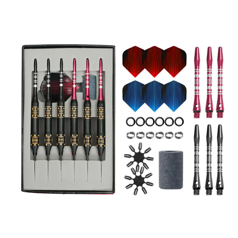 BL-3105 6pcs 24g Steel Tip Electrophoretic Black Engraved Brass Darts Set (Magnetic Box)