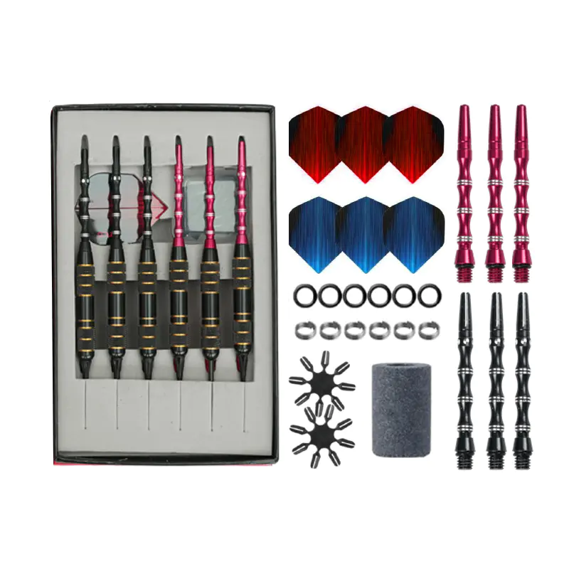 BL-3143 6pcs 22g Steel Tip Electrophoretic Black Knurled Brass Darts Set (Magnetic Box)