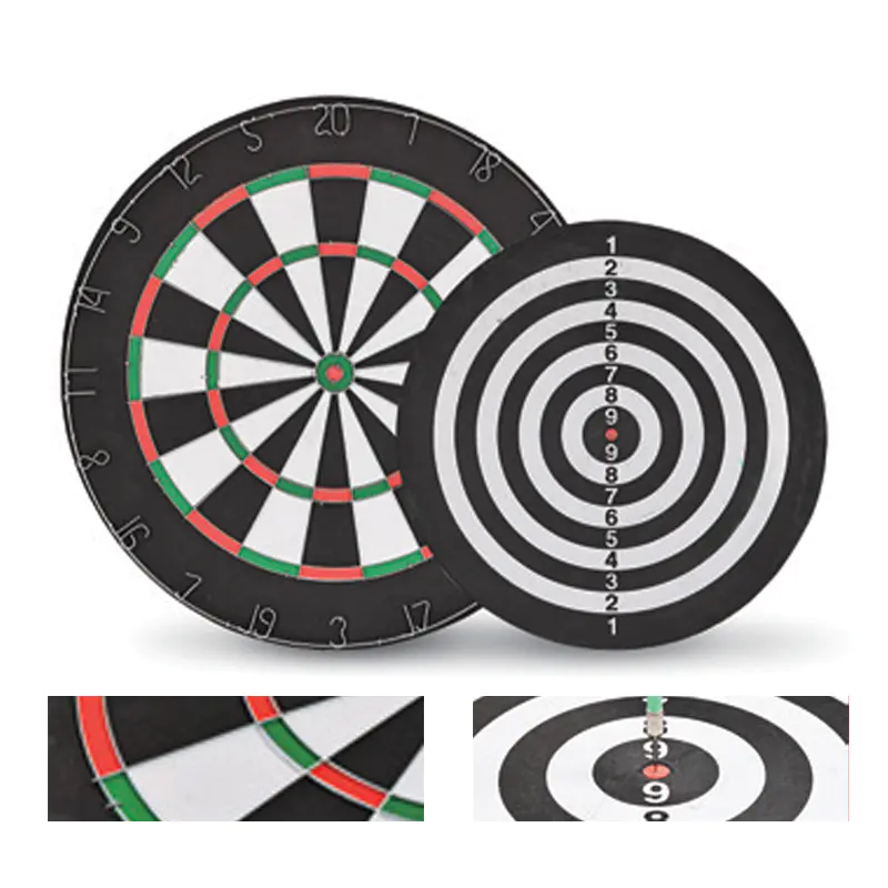 Double-Sided Paper Dartboard with Metal Number Ring and Darts