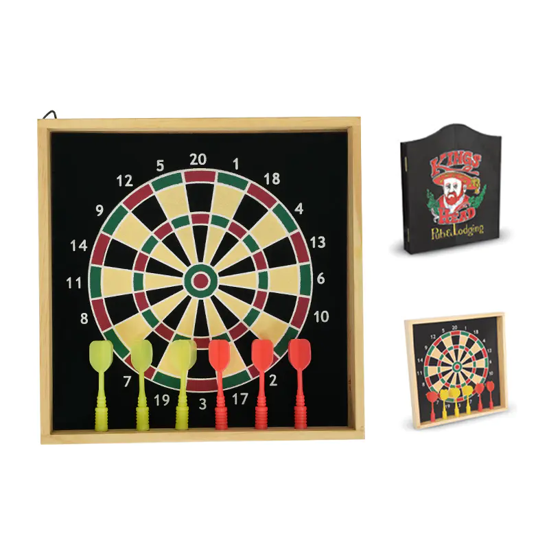 Mini Desktop Dartboard Set with Wooden Cabinet for Office Decor